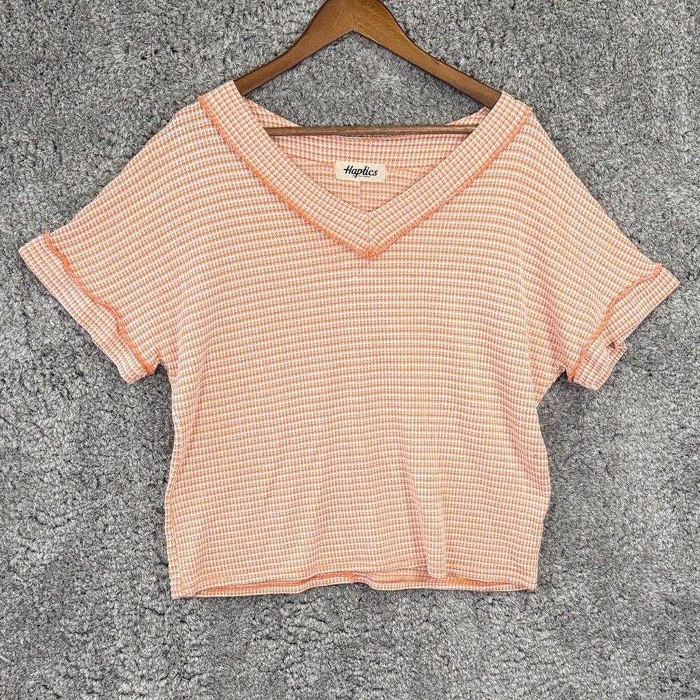 Haptics Women's Orange V-Neck Top Dolman Sleeve V Neck Loose Lightweight Boho